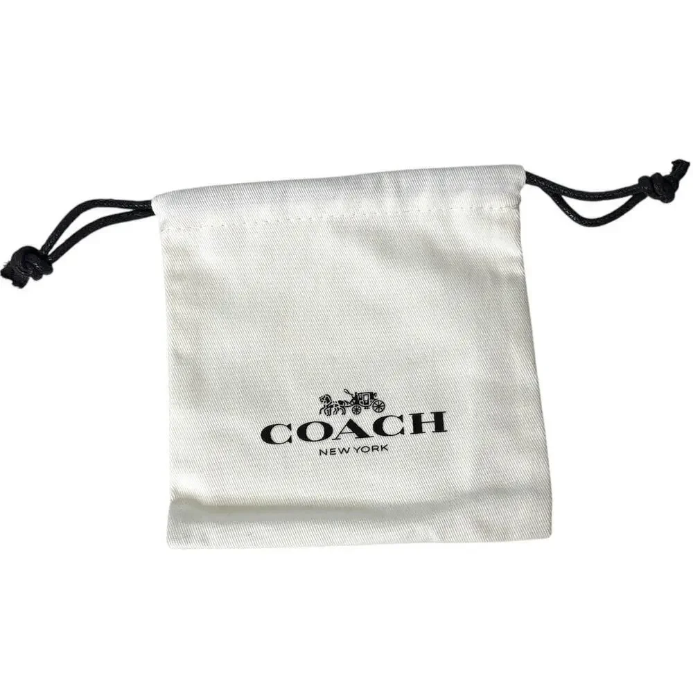 Coach Drawstring Gift Bag White Canvas with Black Logo